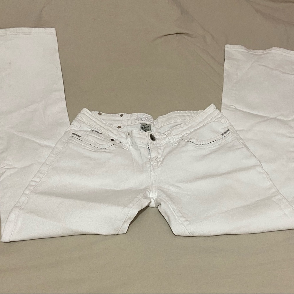 Flare white red River jeans